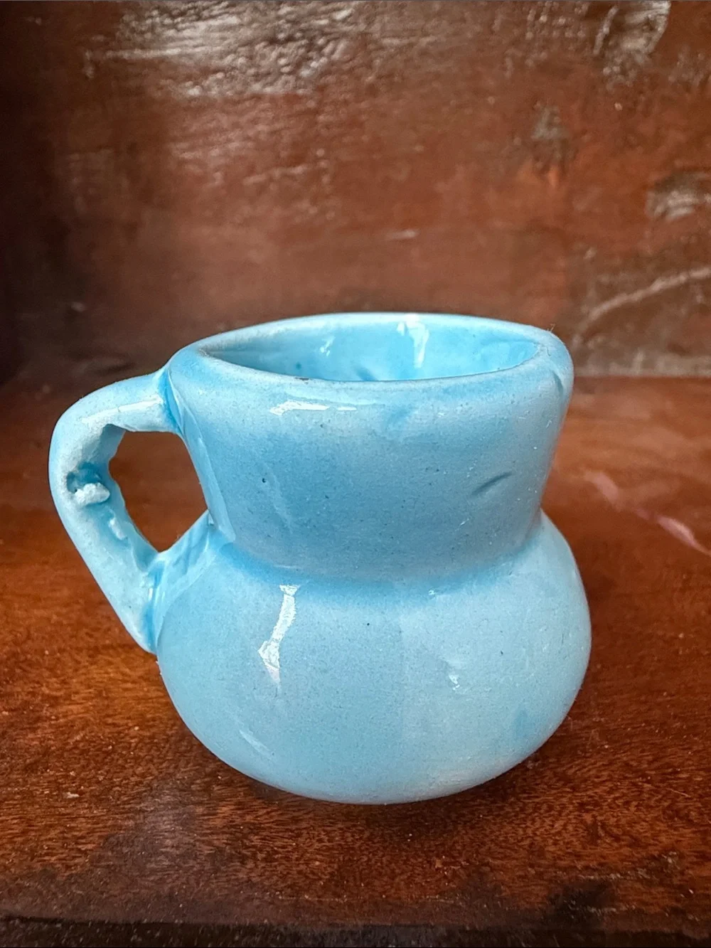 Pair of Small Ceramic Mini Pitchers - Blue & Orange